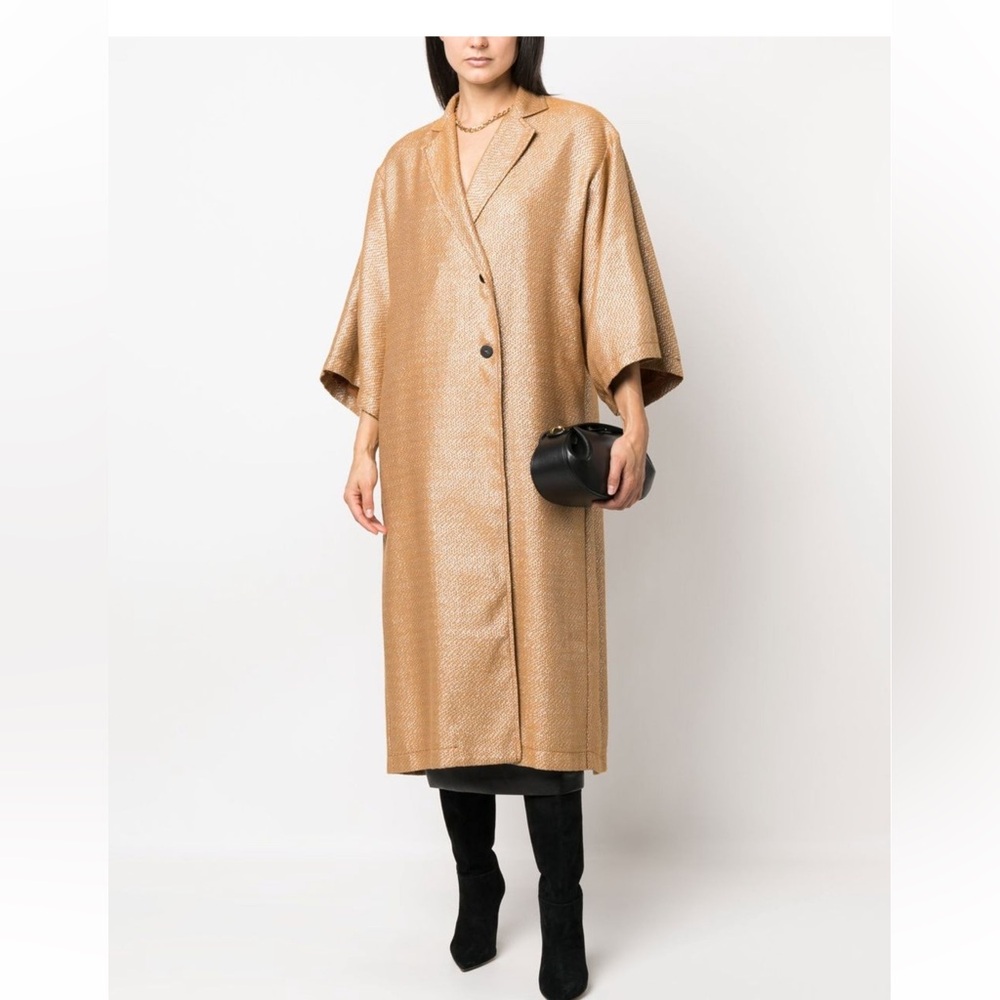 FORTE FORTE 
Structured Jacquard Coat | Caramel